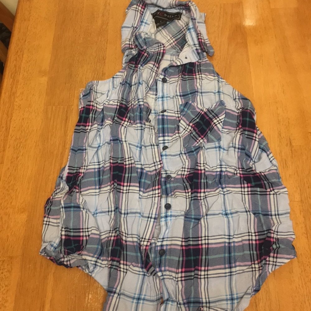 Plaid collared tank top